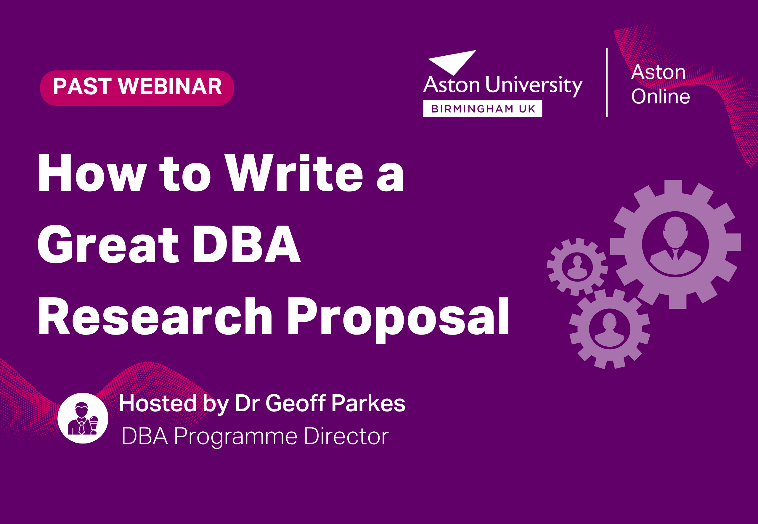 How to write a DBA Research Proposal - gear icons with people