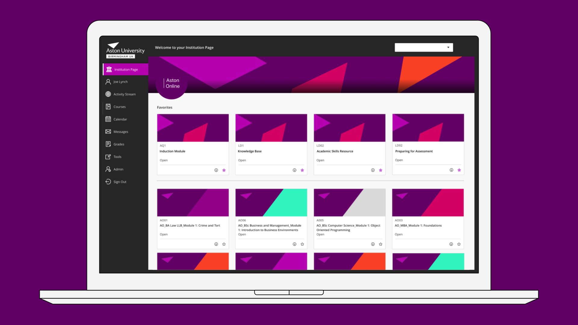Your guide to navigating the Aston Online Digital Campus - screenshot of Aston Online's digital campus