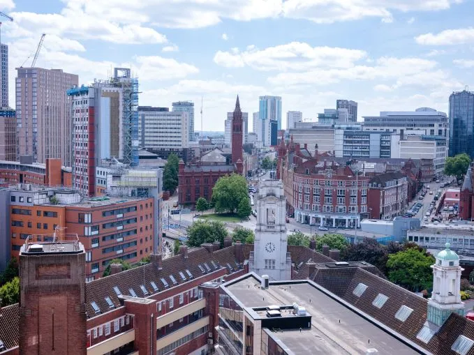 Aston University ranks amongst the Best in the World for Business and Marketing in the 2025 QS World Rankings - aerial photo of city